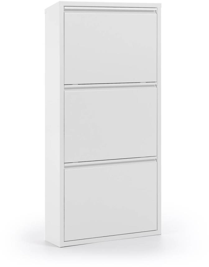 Skostativ/skoreol Kave Home Ode  -  hvidt pulverlakeret stål, 3 skuffer, plads til 9 par sko, H103ÃB50ÃD15 cm