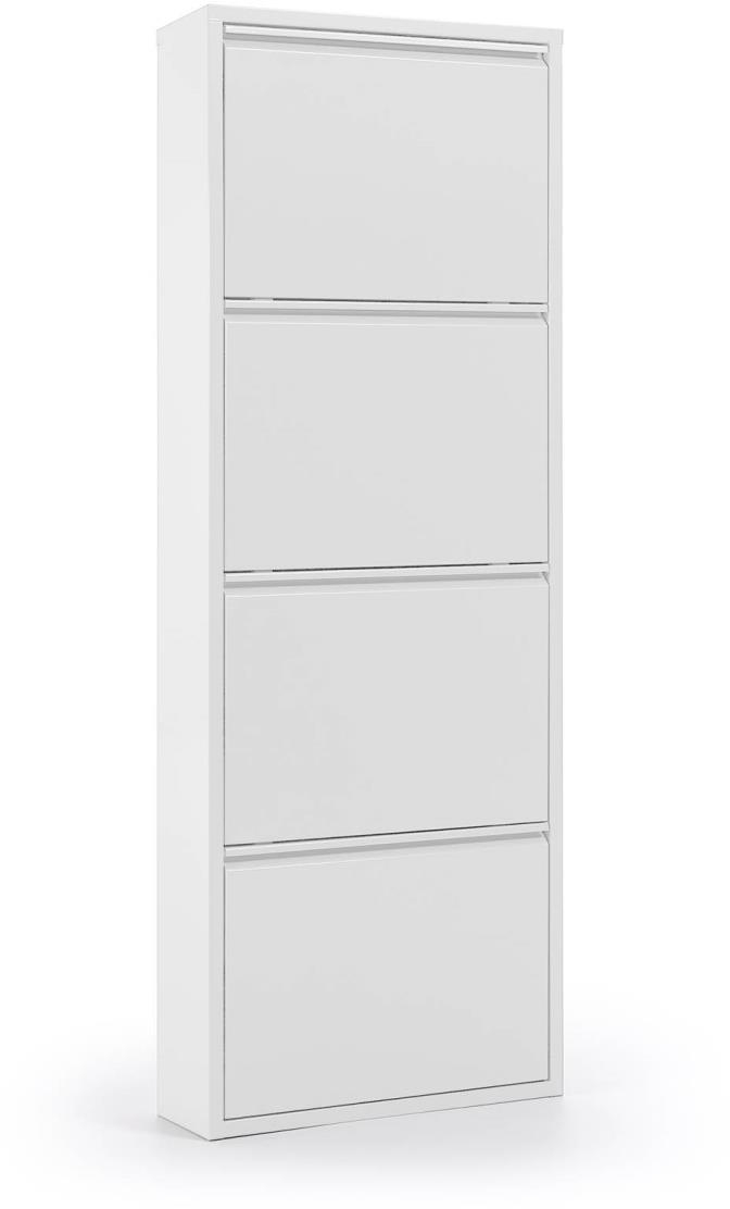 Skostativ Kave Home Ode i hvidt pulverlakeret stål - 4 skuffer, plads til 12 par sko, H136xD15xB50 cm