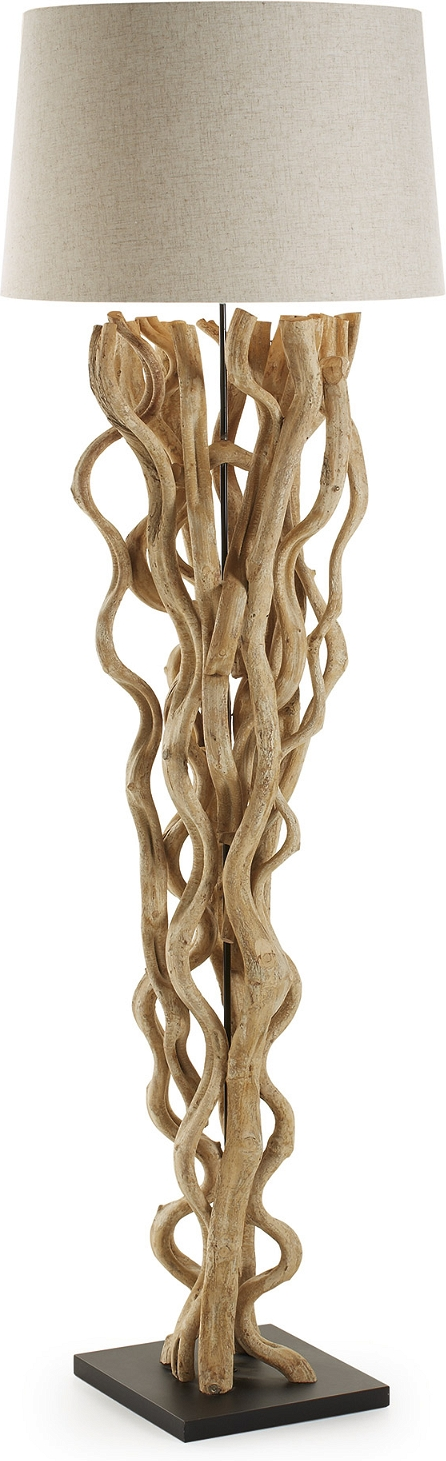 Gulvlampe Kave Home Nuba natur/beige genanvendt vintræ med 100% bomuldsskærm H177 cm