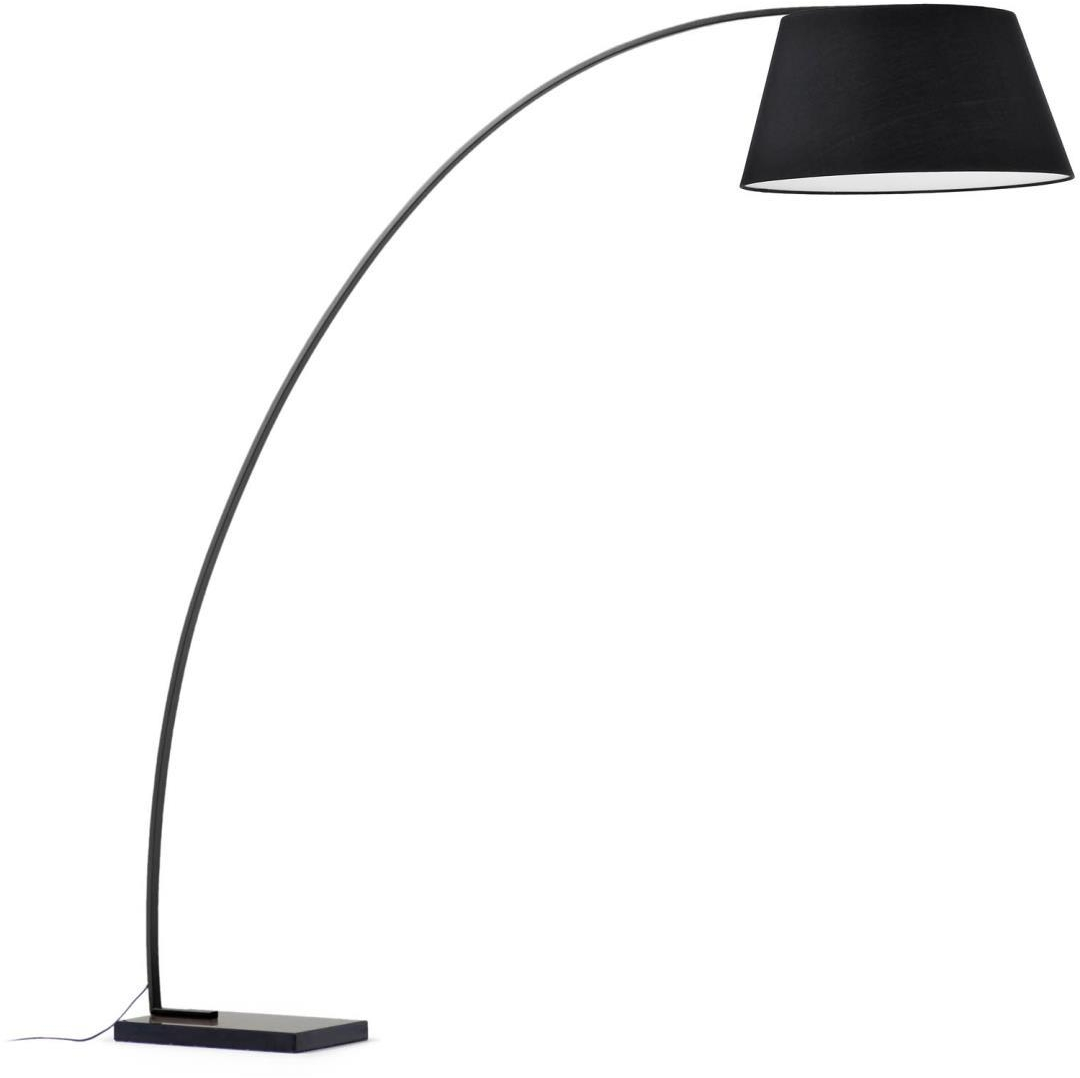 Gulvlampe Kave Home Juhe  -  sort pulverlakeret stål & marmorfod med bomuldsskærm, moderne nordisk design