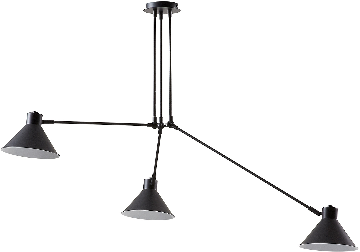 Pendellampe/loftlampe Kave Home Dione Ø80 x H80 cm med 3 justerbare skærme, sort