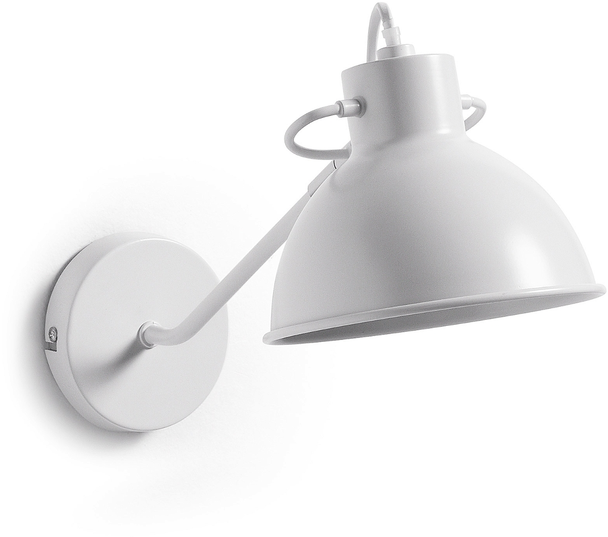Væglampe Kave Home Offelis, justerbar lampeskærm, nordisk design, hvid stål, 23Ã33 cm