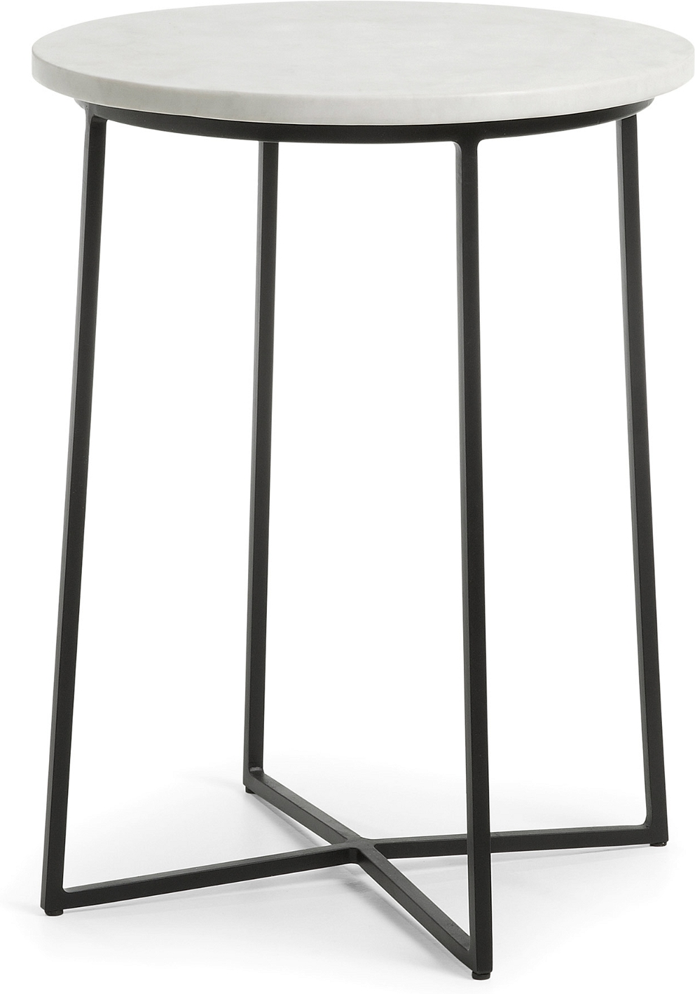 Sidebord / småbord Kave Home Bryson b, Ø41 Ã H53 cm, marmor/stål, grå/sort