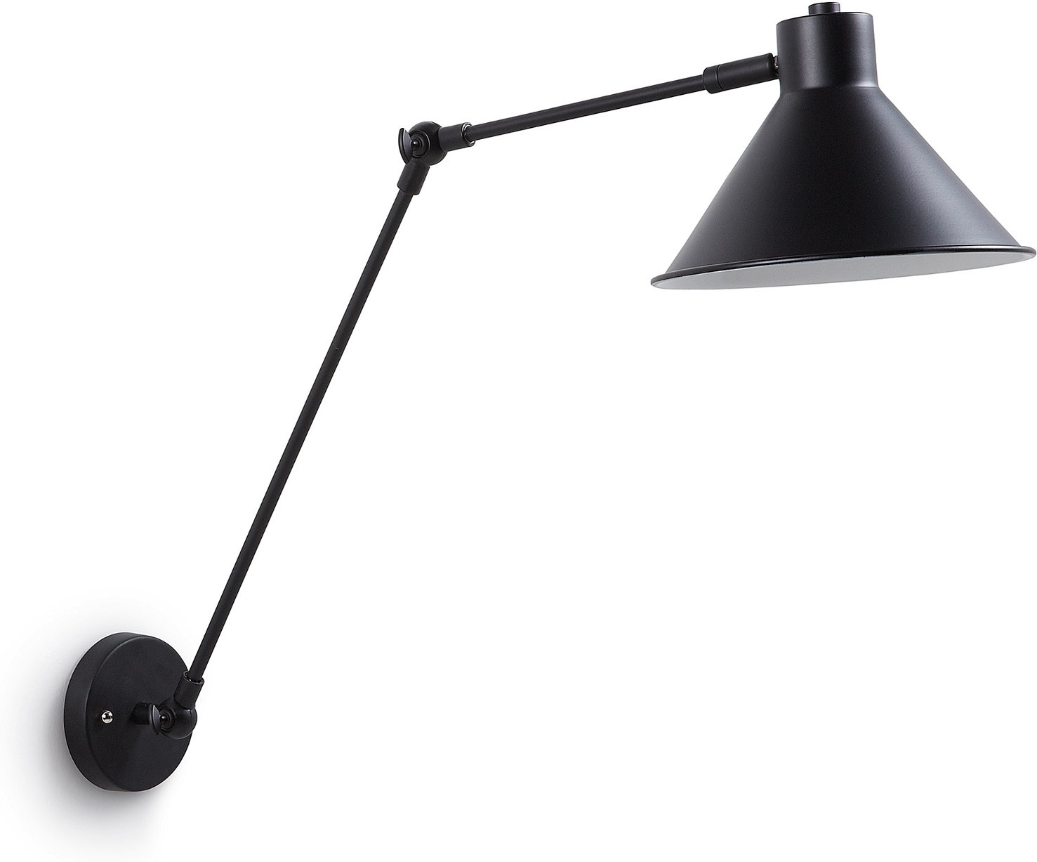 Væglampe Kave Home Dione  -  Sort Nordic pulverlakeret stål med vipbar arm H57xB20xL35 cm