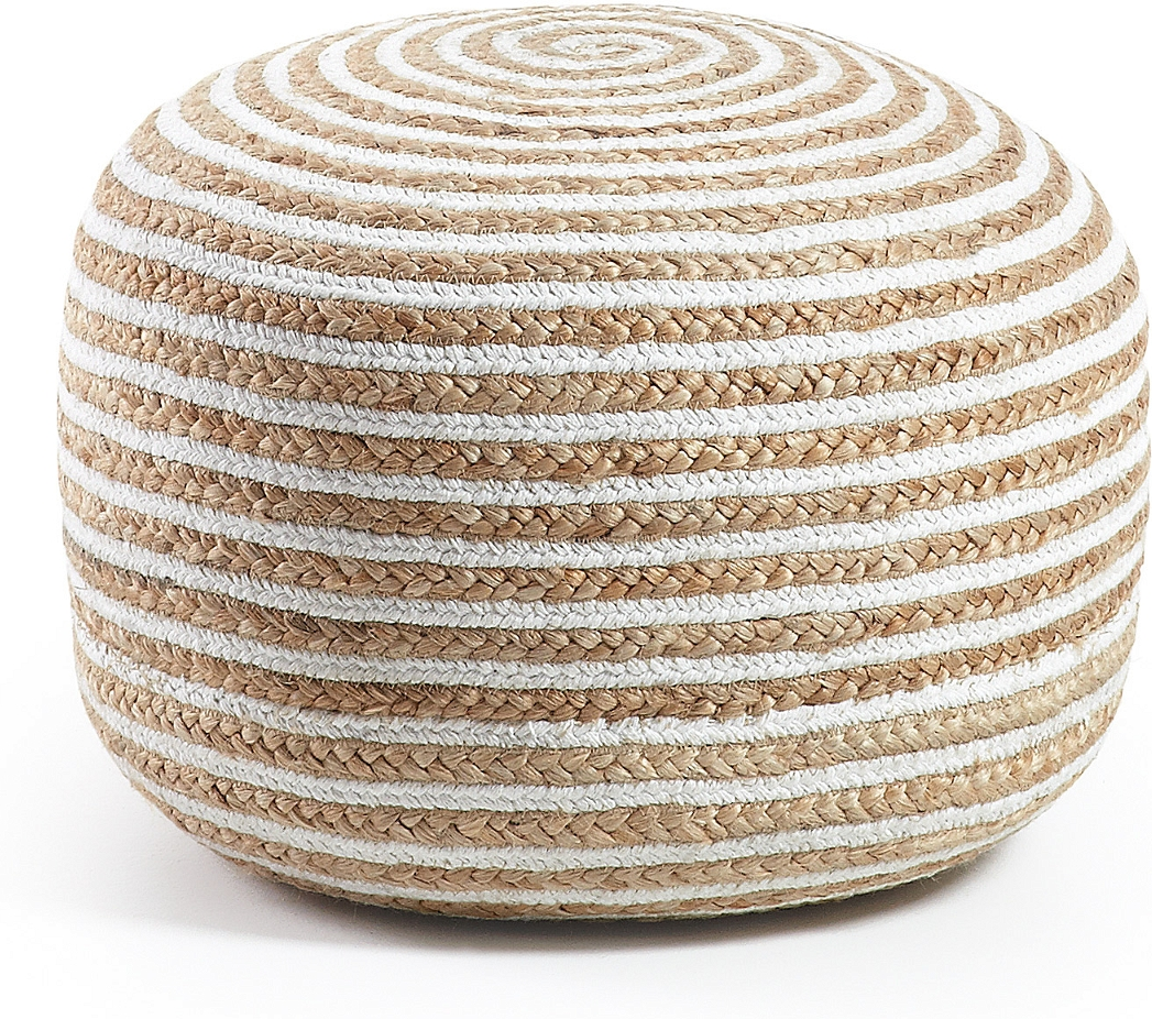 Puf/skammel Kave Home Saht natur/hvid jute & rattan Ø50xH35 cm
