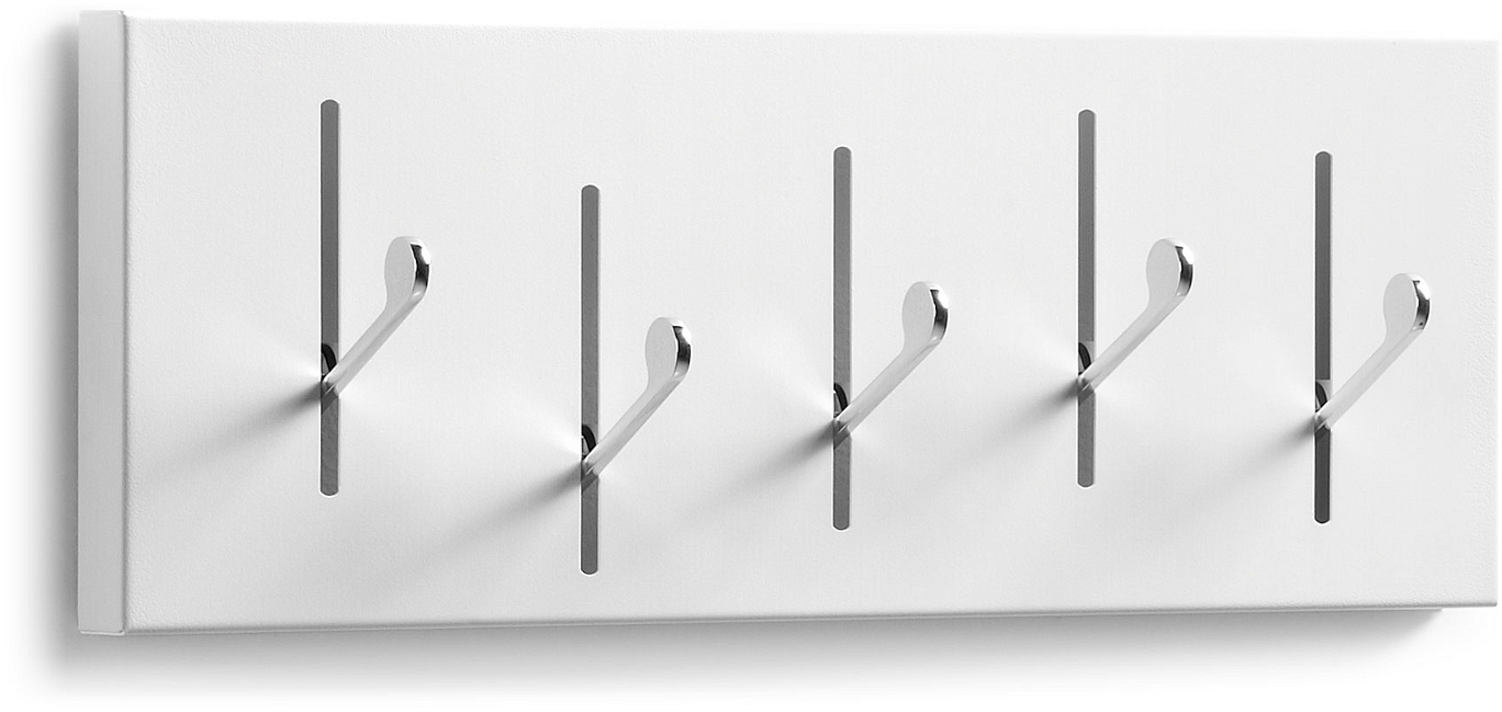 Væghængt knagerække Kave Home Andrey hvid metal minimalistisk med foldbare kromkroge 48 cm