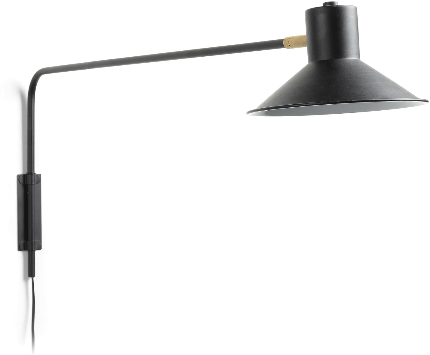 Væglampe Kave Home Aria 86Ã20Ã33 cm Sort pulverlakeret stål med messingfinish