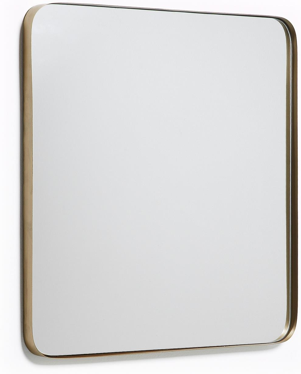 Vægspejl Kave Home Marco 60x60 cm Gylden Metalramme Håndlavet Modern Nordic