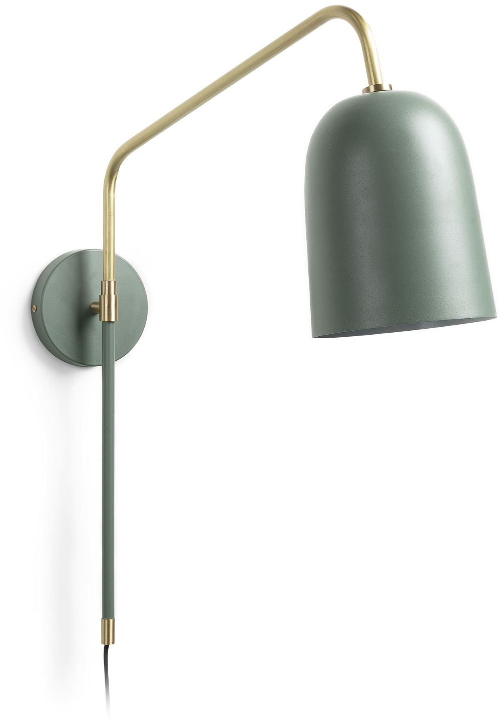 Væglampe Kave Home Audrie Grøn/Guld i stål Nordisk Vintage H60xB15xL58 cm