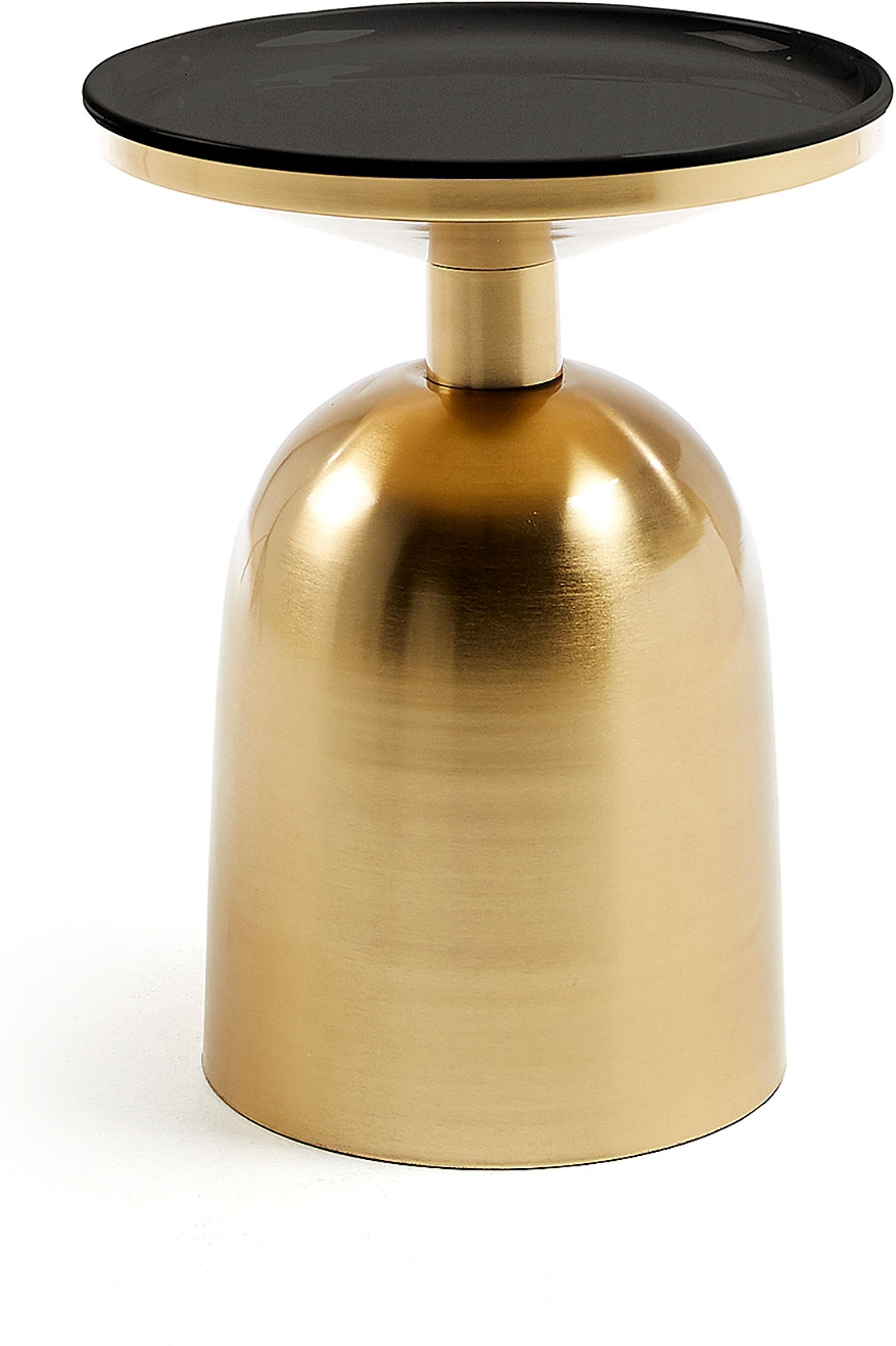 Sidebord Kave Home Physic i metal 38x38x45 cm guld/sort, moderne småbord
