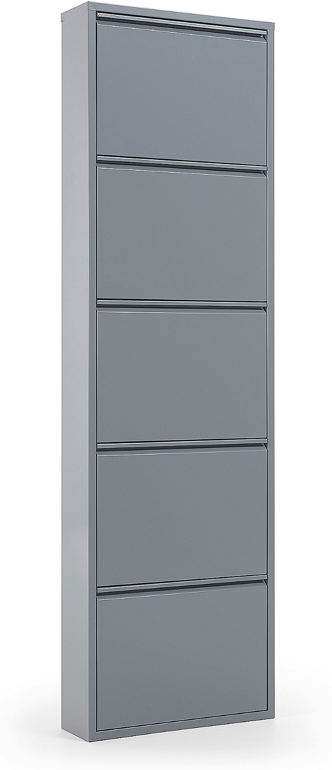 Skostativ Kave Home Ode 5 rum  -  Moderne grå metal skoreol H169xB15xD50 cm