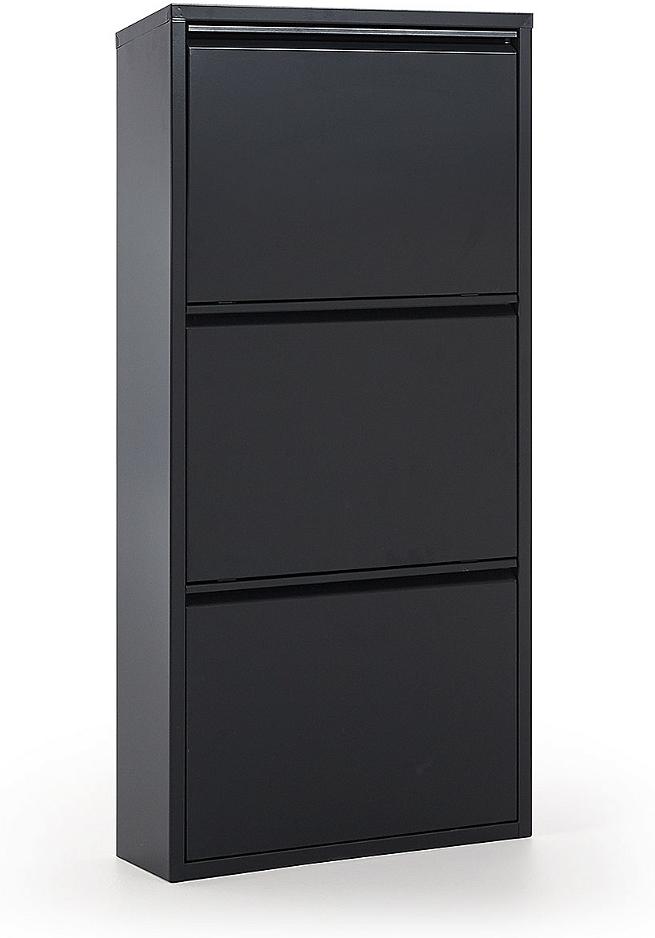 Skoreol/skohylde Kave Home Ode sort pulverlakeret metal H103ÃB50ÃD15 cm med 3 skuffer