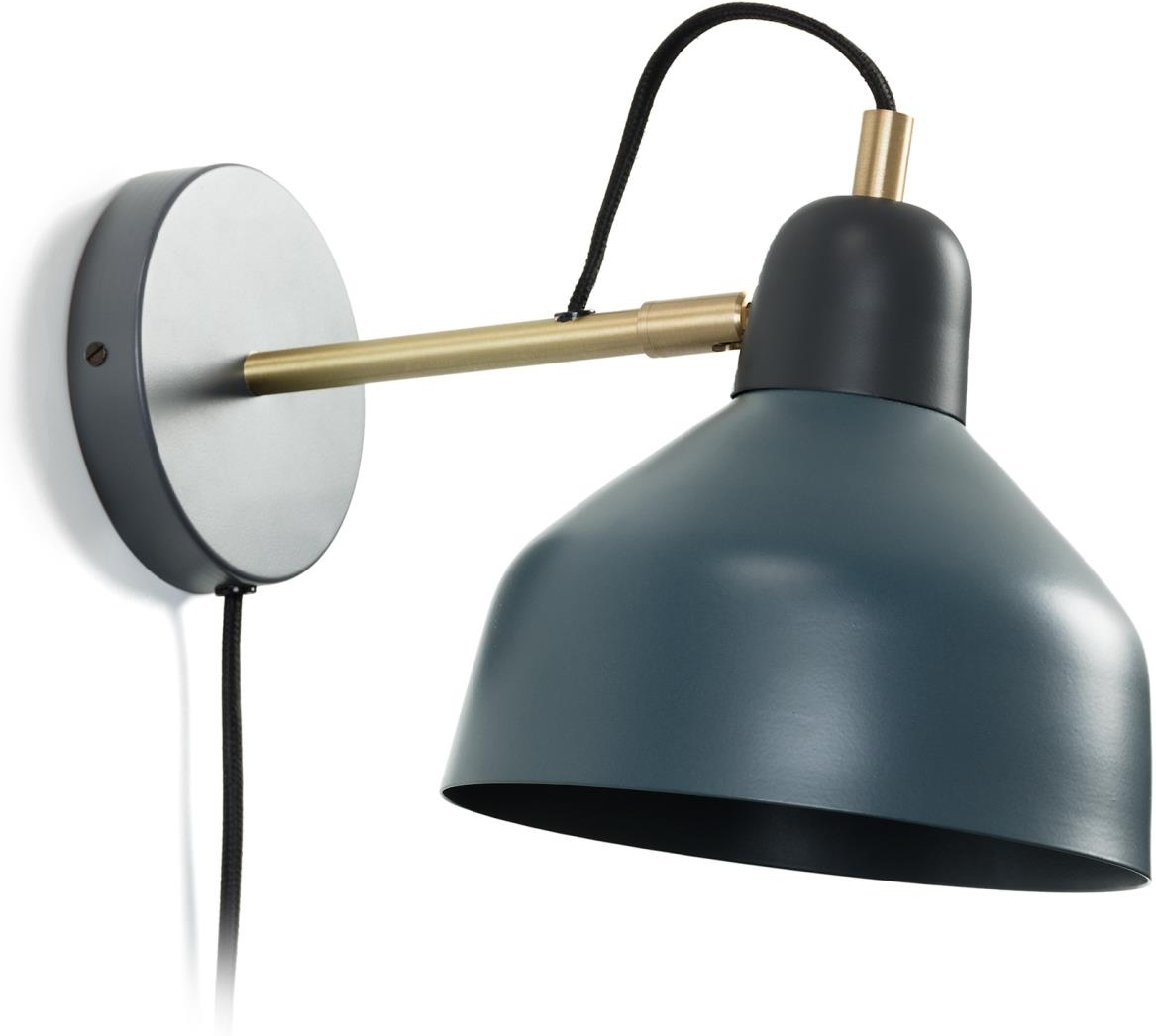 Væglampe Kave Home Olimpia vintage nordisk sengelampe i benzinblå/grå metal med bevægelig skærm