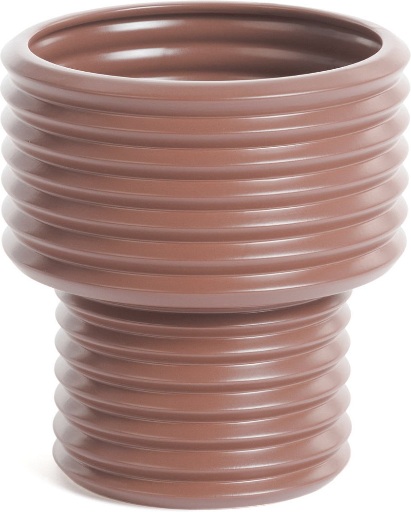 Vase Kave Home Aleray keramik brun H21xØ19 cm  -  skrueformet design til moderne nordisk interiør