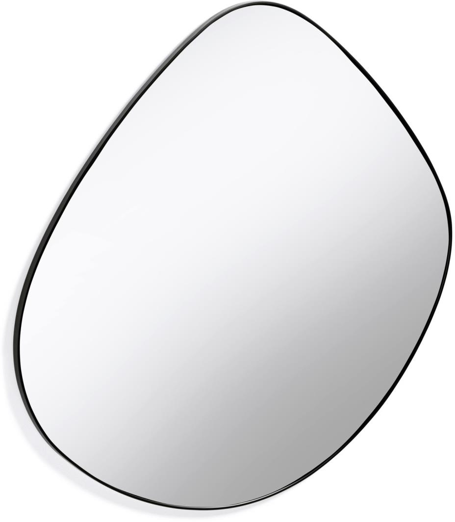 Vægspejl Kave Home Anera  -  Moderne nordisk asymmetrisk sort glasspejl 93Ã90 cm