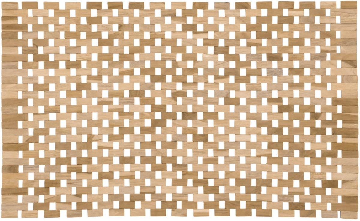 Bademåtte Kave Home Azuray i massiv teak 40x60 cm  -  rustik, skridsikker og fugtbestandig