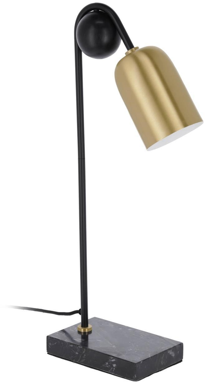 Bordlampe Kave Home Natsumi  -  moderne nordisk skrivebordslampe i sort marmor & guldfarvet metal