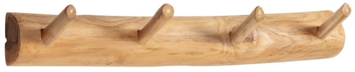Kave Home Gaillech væghængt knagerække i massivt teaktræ, 63x11 cm, rustik natur