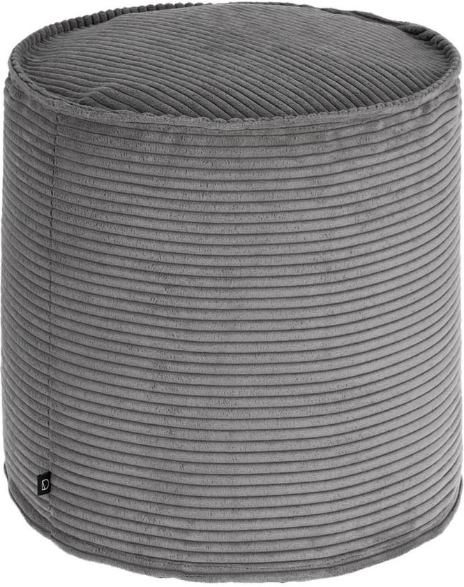 Puff Wilma Kave Home  -  Vintage nordisk moderne stoffodskammel H45ÃB40ÃL40 cm, grå