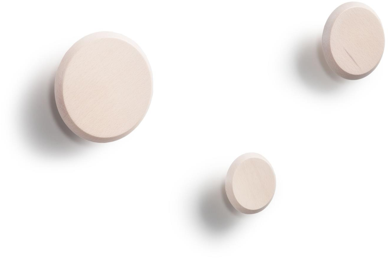 Væghængt knagerække 3 knager Kave Home Nadua massivt bøgetræ natur nordisk design