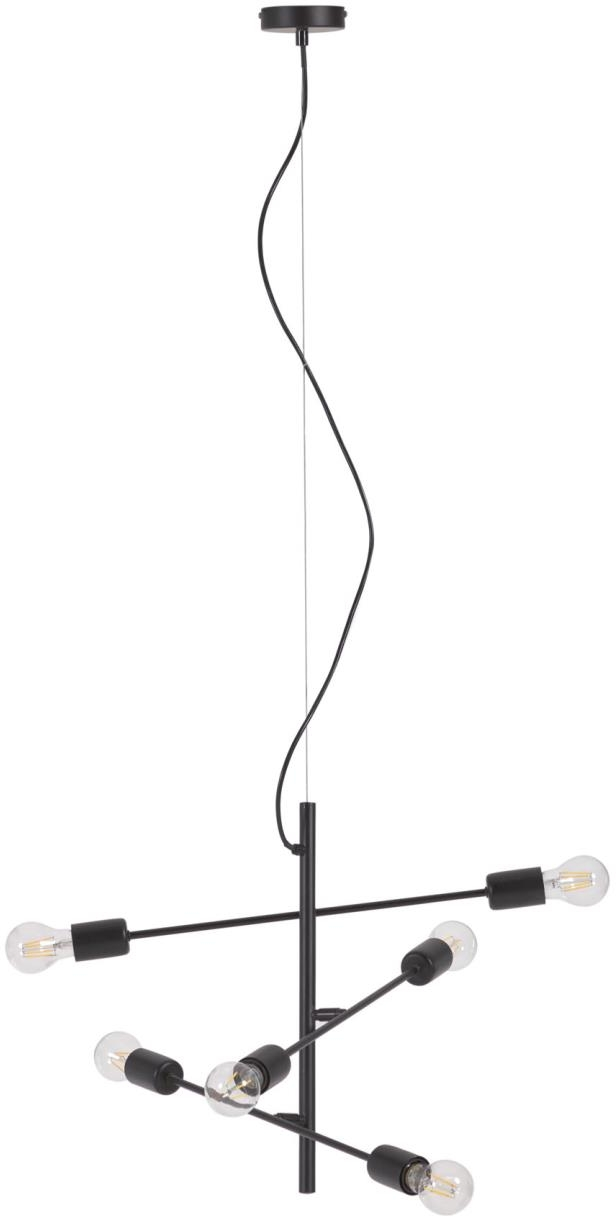 Pendellampe Kave Home Spica sort metal Ø55 x H45 cm  -  moderne design med udsatte pærer
