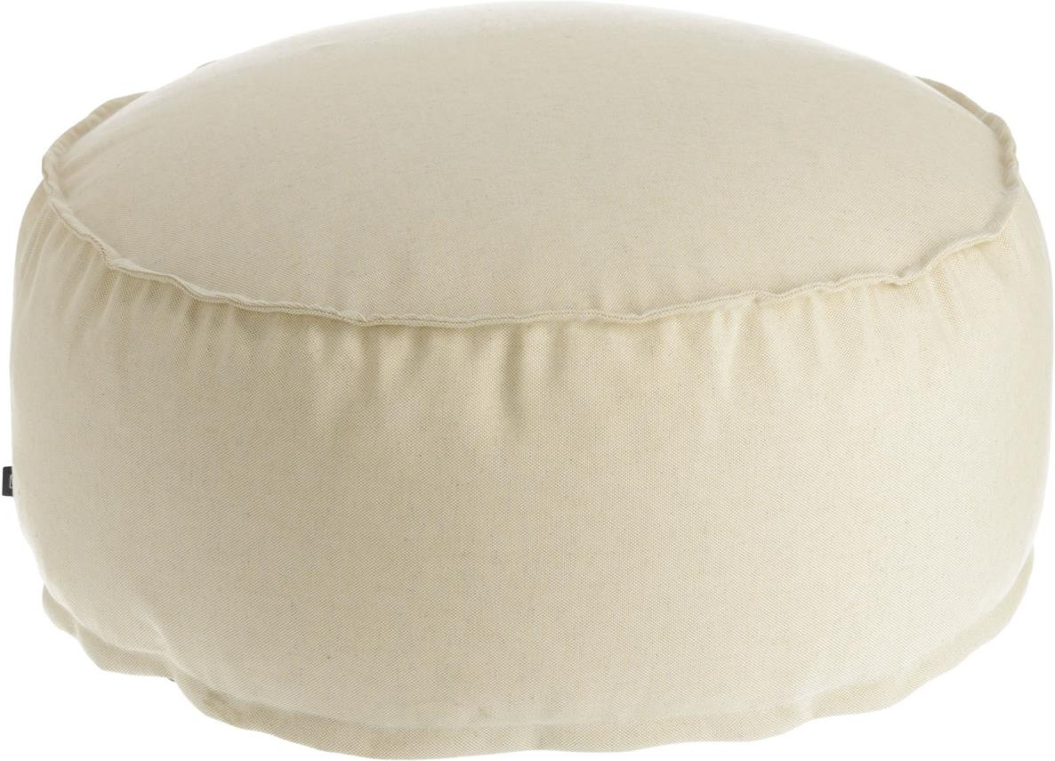 Puff Kave Home Nedra Ø70Ã30 cm Beige  -  Nordisk moderne stofpuff til stue & overdækket udeområde