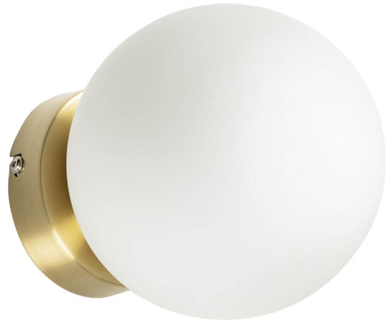 Indendørs væglampe Kave Home Mahala vintage kugleformet i glas og messingbelagt stål, guld/hvid