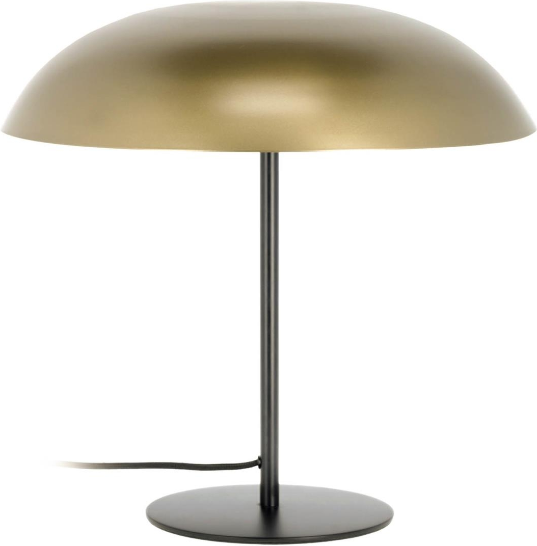 Bordlampe Kave Home Carlene  -  Vintage/industriel guldskærm, sort ben H42 x Ø44 cm