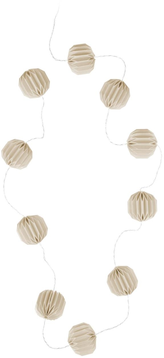 LED-lyskæde Kave Home Yulia nordisk papir julekæde 10 LED magnetisk foldbar 250 cm beige glitter