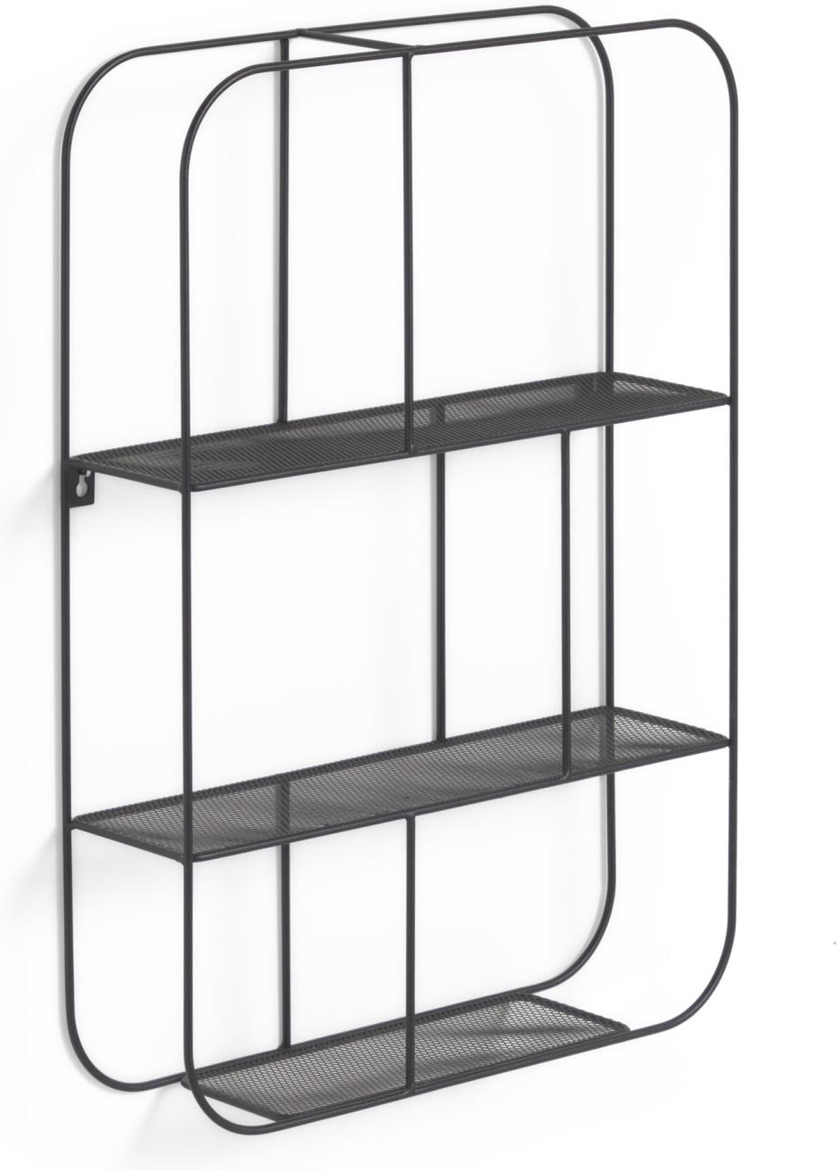 Væghylde Kave Home Veneranda sort pulverlakeret stål 60Ã42Ã15 cm industriel moderne opbevaring