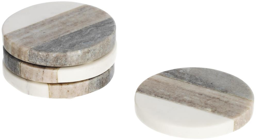 Underkopper / coastere i marmor Xamila fra Kave Home  -  3 stk. flerfarvede Ø10 cm