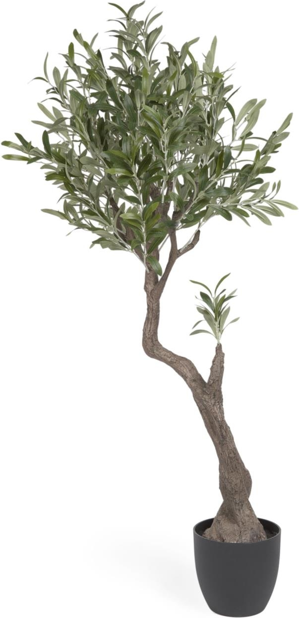 Kunstigt oliventræ Kave Home Olivo  -  naturtro kunstplante i sort potte, vedligeholdelsesfri, H140 x B55 x L50 cm