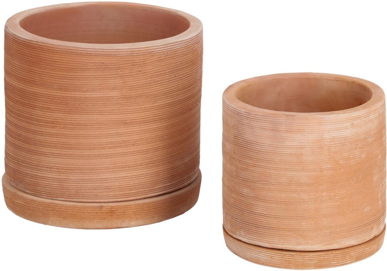 Urtepotte sæt Kave Home Karlina  -  rustikke terracotta plantepotter H35 x B33 cm natur