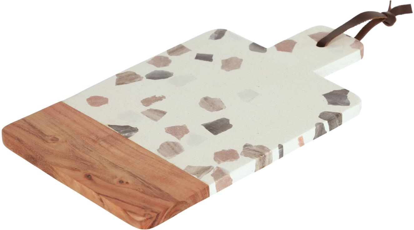 Serveringsbræt Kave Home Temira akacietræ & terrazzo flerfarvet 35,5Ã20,5Ã1,5 cm
