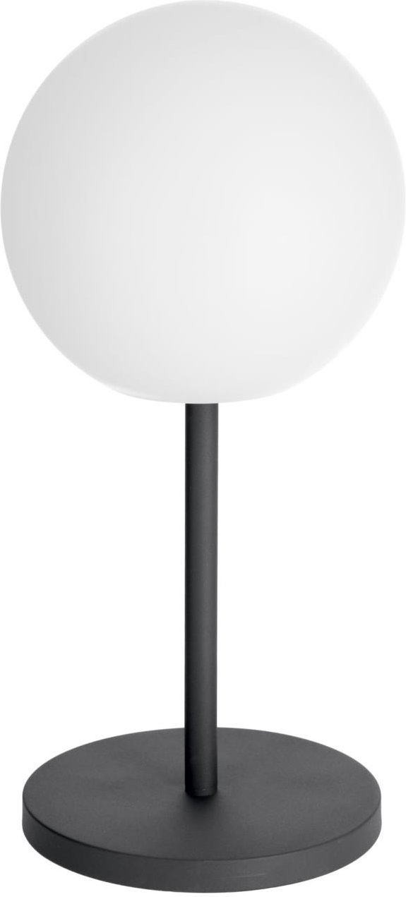 Bordlampe Kave Home Dinesh LED nordisk moderne Ø30Ã64 cm sort metalfod med hvid skærm