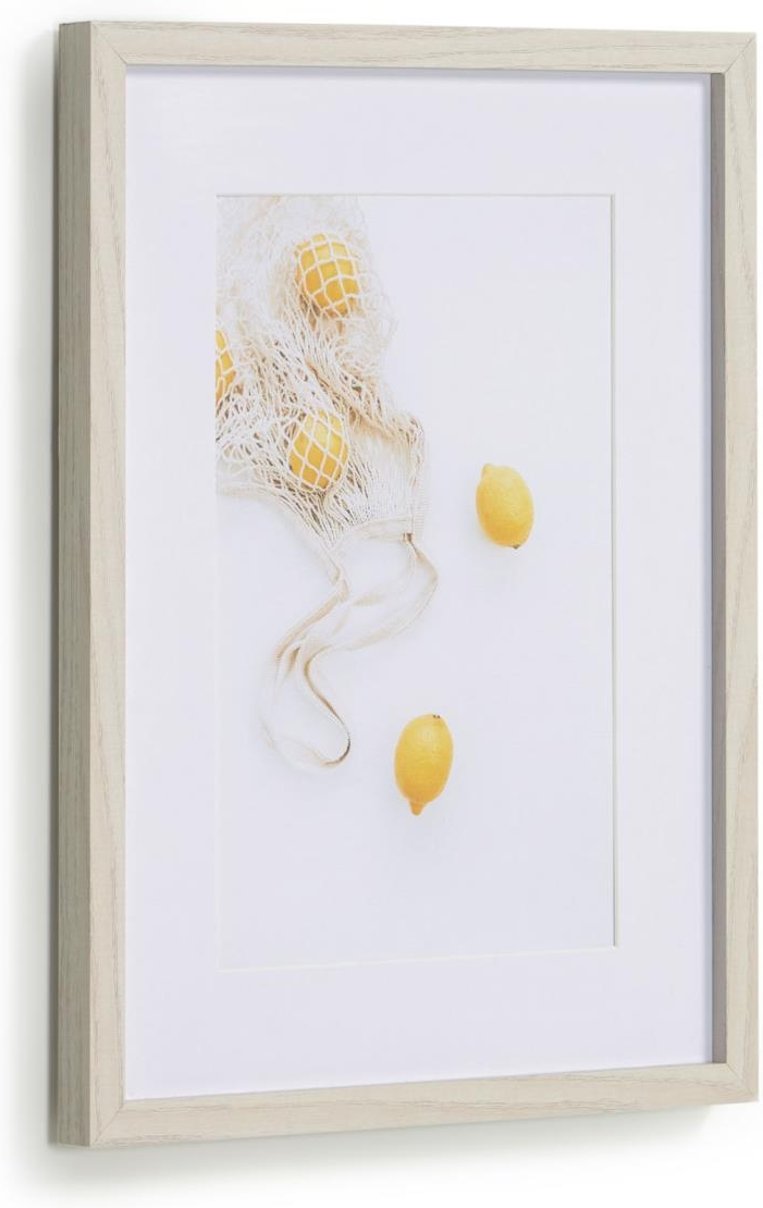 Vægkunst Kave Home Leyla 40x30 cm med træramme  -  citronbillede i nordisk design
