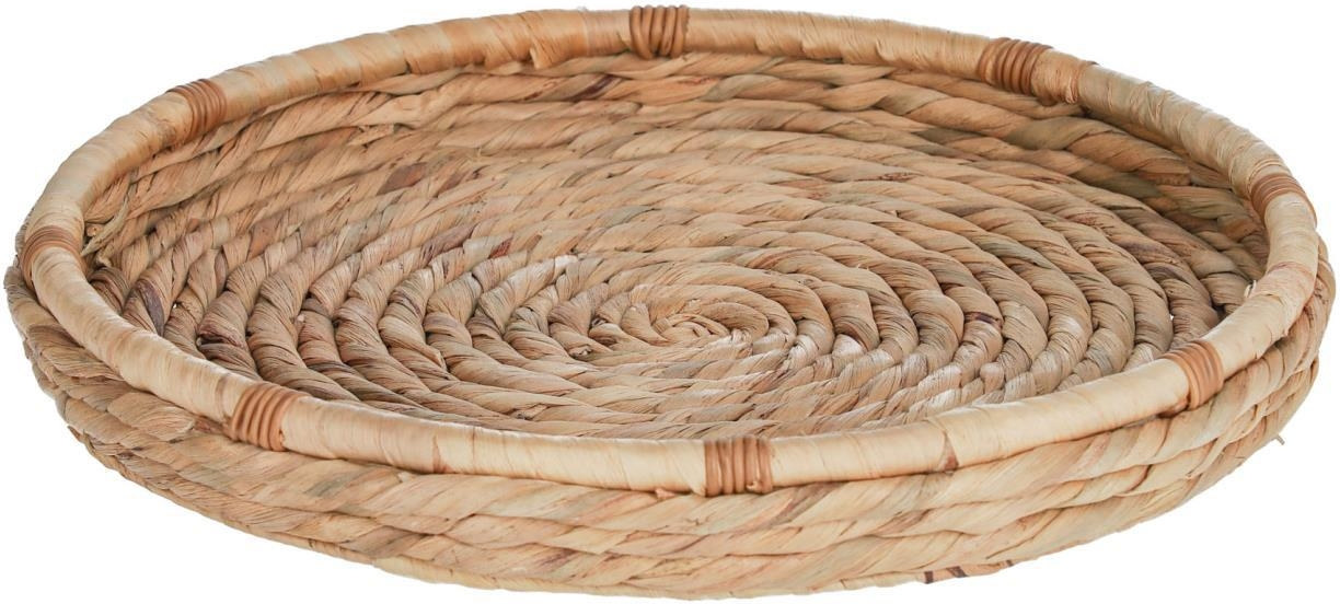Håndvævet serveringsbakke Kave Home Colomba vandhyacint 40Ã40 cm