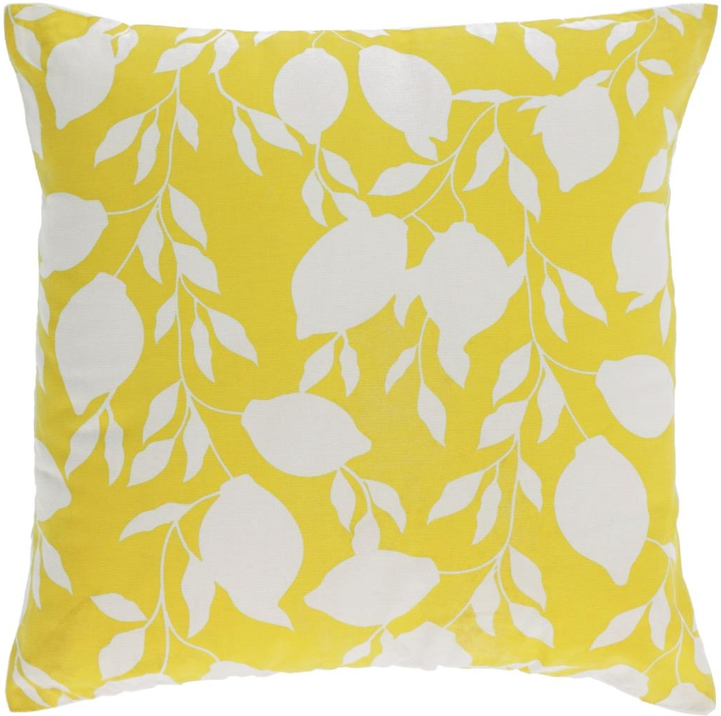 Pudebetræk Kave Home Etel 45 x 45 cm Gul 100% bomuld med bladmotiv