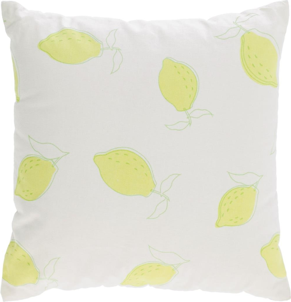 Pudebetræk Kave Home Etel 45x45 cm  -  hvid 100% bomuld med gule frugtmotiver