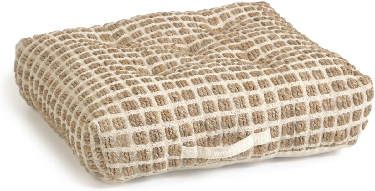 Gulvpude Kave Home Adelma 63x63x20 cm naturhvid jute/bomuld rustik