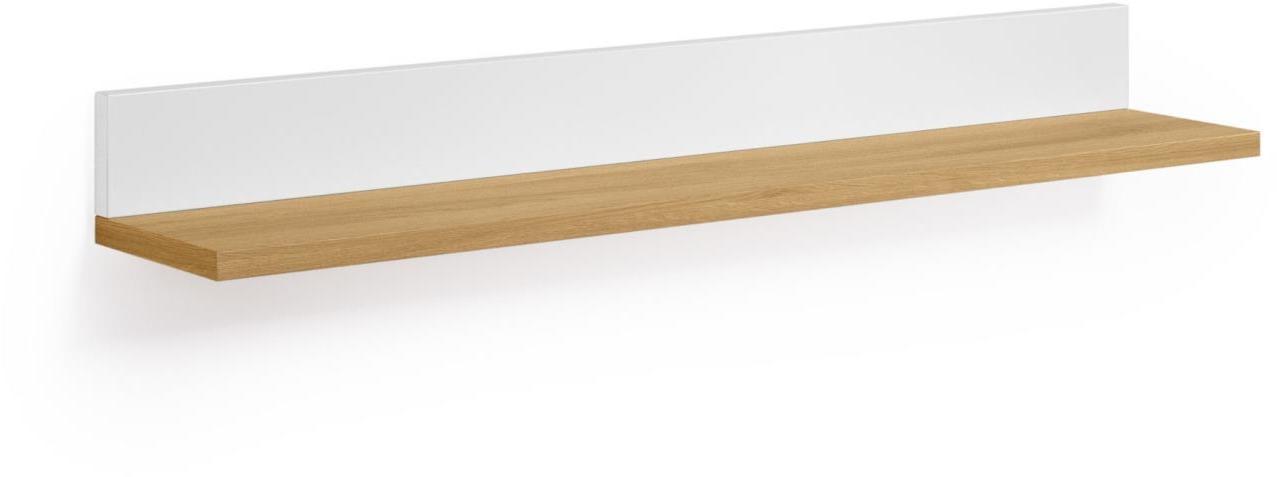 Væghylde Kave Home Abilen  -  MDF-hylde med egetræsfinér, hvid/natur, 80x15x9 cm