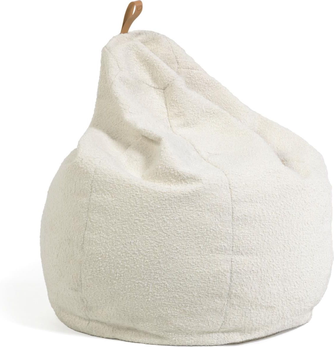 Pouf Kave Home Vicka hvid lammeskindsfleece 80x70x70 cm skridsikker bund