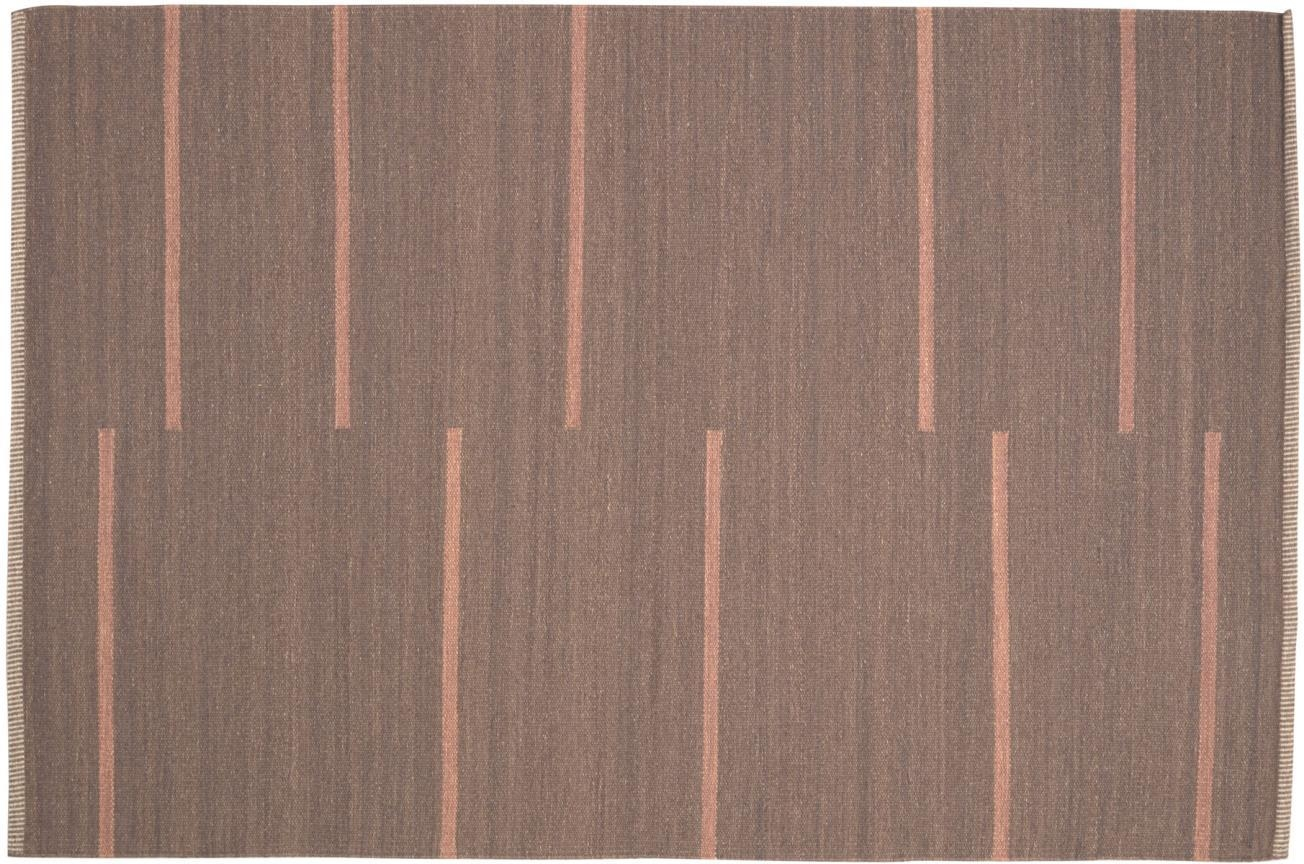 Gulvtæppe Kave Home Caliope - 160x230 cm brunrødt stribet vintage i uld/bomuld