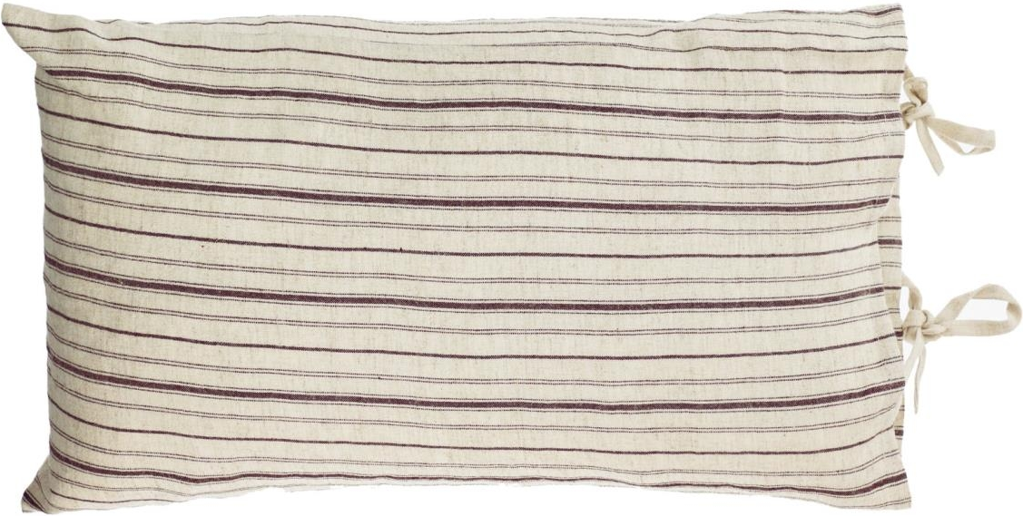 Pudebetræk Kave Home Etna stribet 100% linned beige/brun 30x50 cm