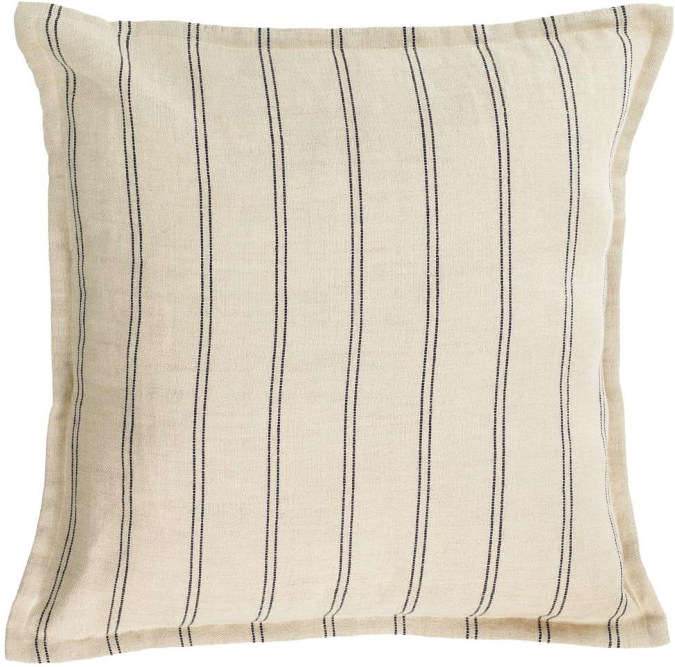Pudebetræk Kave Home Emeli 45x45 cm 100% Linned Beige/Sort Nordisk Stil