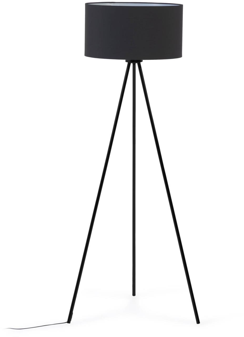 Gulvlampe Kave Home Ikia  -  Moderne sort tripodlampe Ø65ÃH157 cm med bomuldsskærm, E27