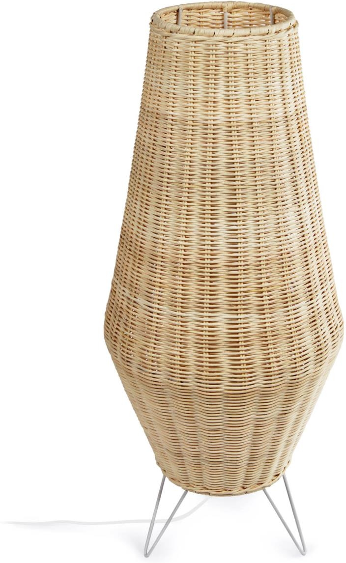 Bordlampe Kave Home Kamaria håndvævet rattan og metal, rustik kolonial stil, Ø30 cm H70 cm, natur