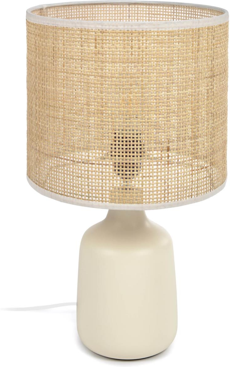 Bordlampe Kave Home Erna - rustik kolonial keramik & bambus H46 cm natur/beige