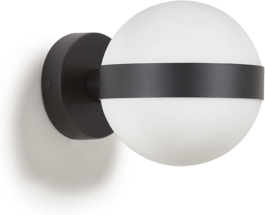 Væglampe Kave Home Anasol  -  sort metal & glas, justerbar svingarm, moderne design, energiklasse A