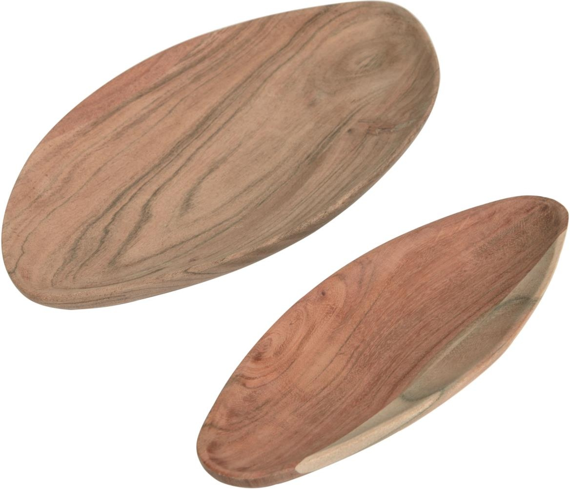 Dekorative bakker Kave Home Ursula sæt, 2 stk. i massiv akacietræ naturfinish 40Ã20 cm